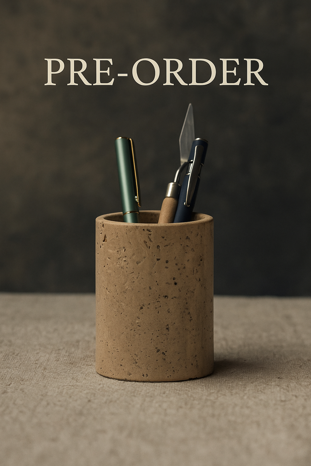 NATURAL TRAVERTINE CYLINDER HOLDER